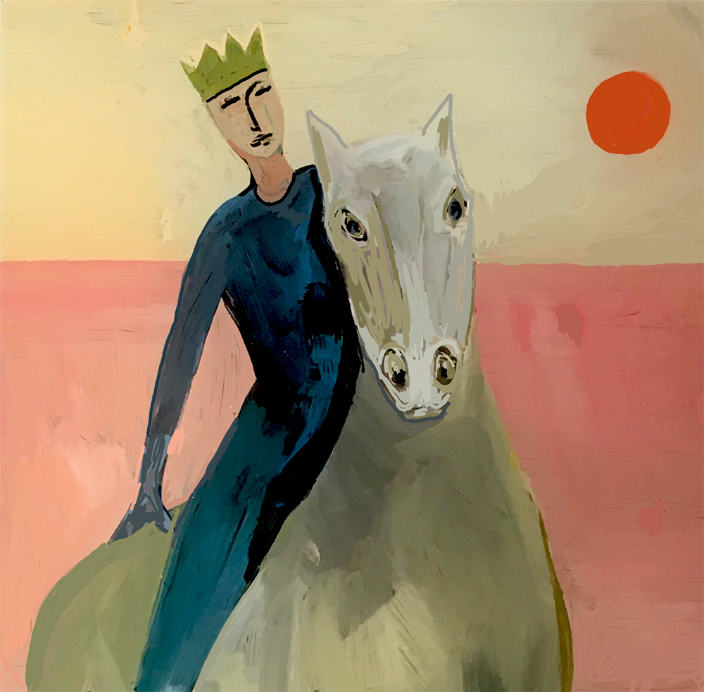 king on green horse